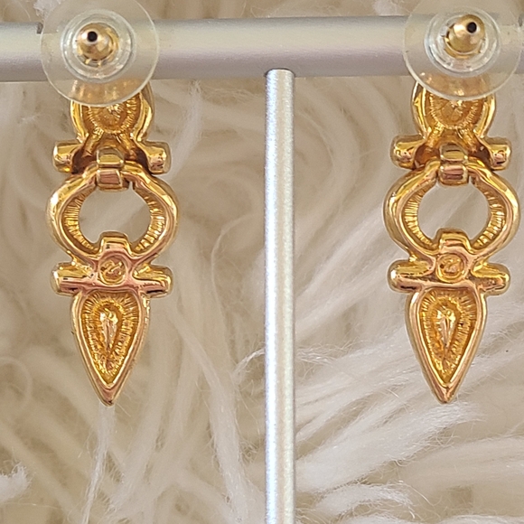 Swarovski Crystal Swan Signed Pierced Earrings- Great Condition - Picture 4 of 6